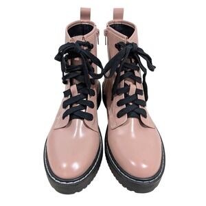 Madden Girl Kickerr Pink Combat Boots Platform Lug Sole Lace Up Side Zips Size 8